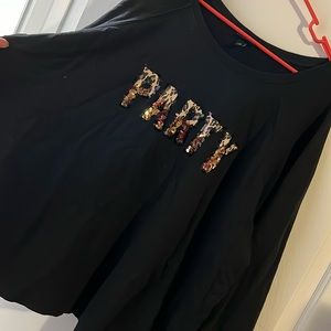 Long sleeve, black, “party” sweater